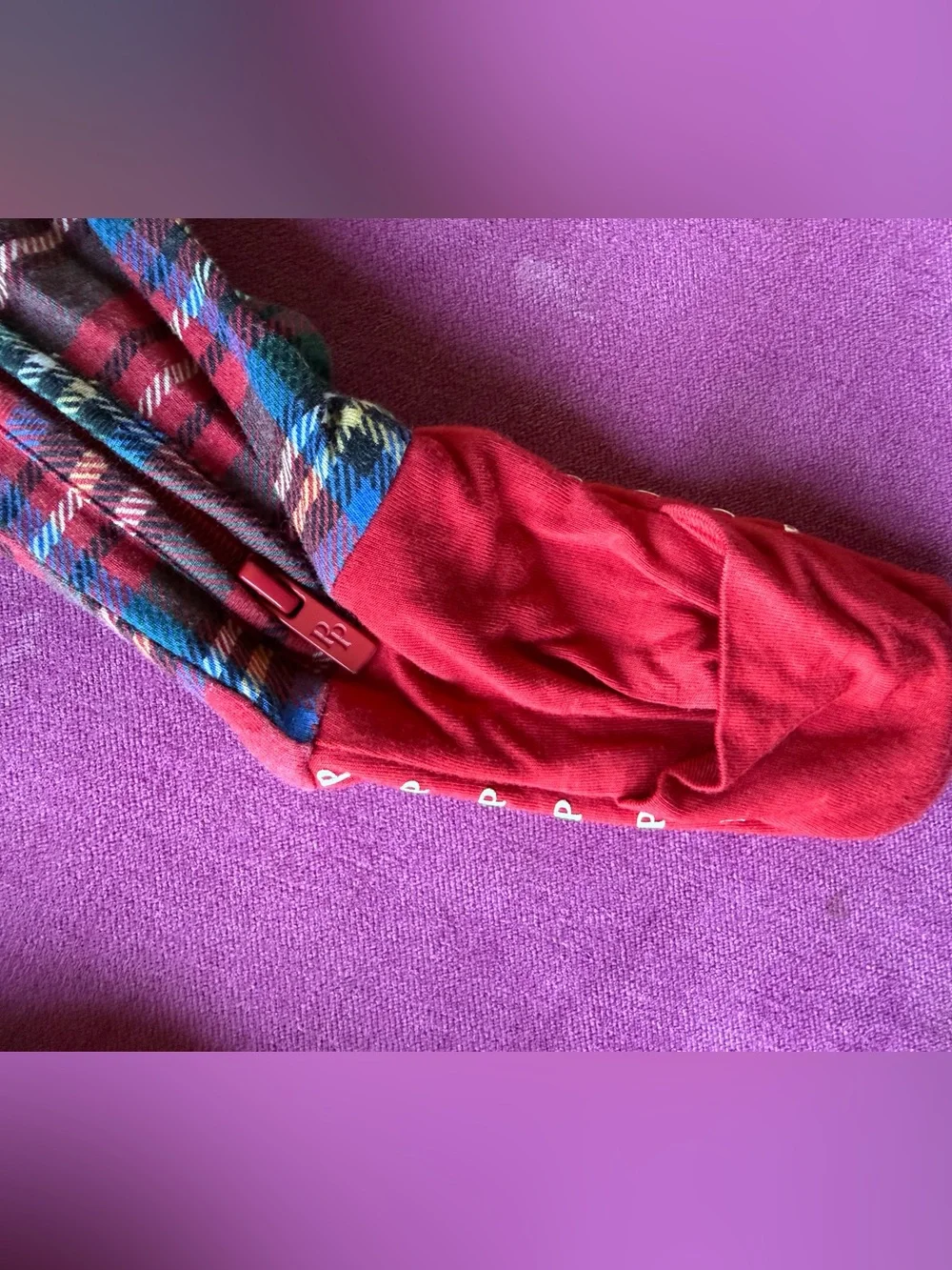 Posh Peanut Red Plaid Kids One-Piece Footed Pajamas